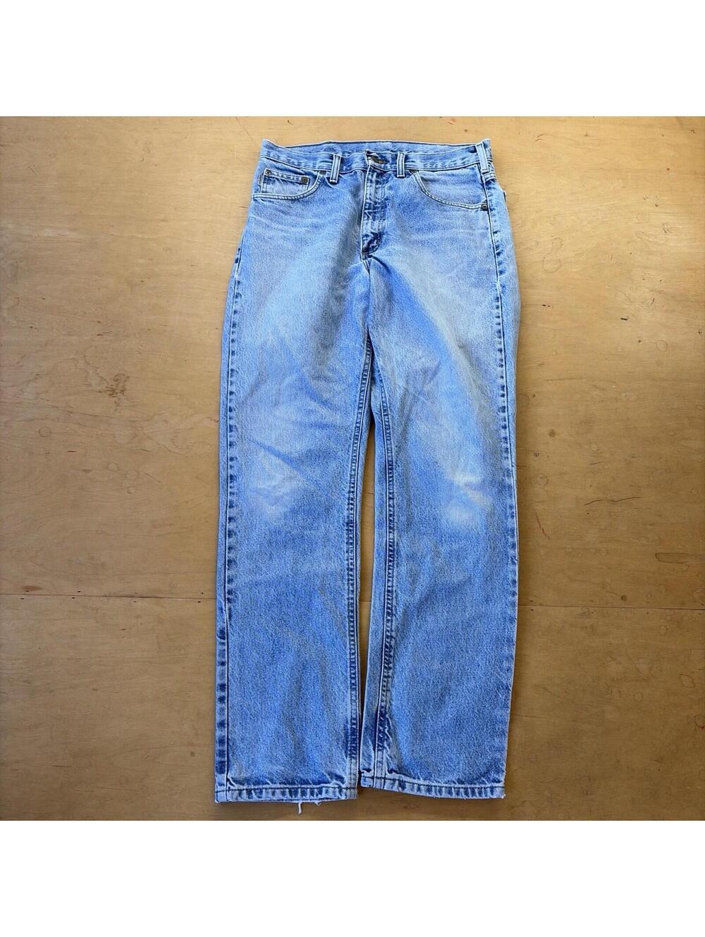CARHARTT Denim Jeans Size 33X32 light wash jeans With Excellent Fade - Picture 2 of 6